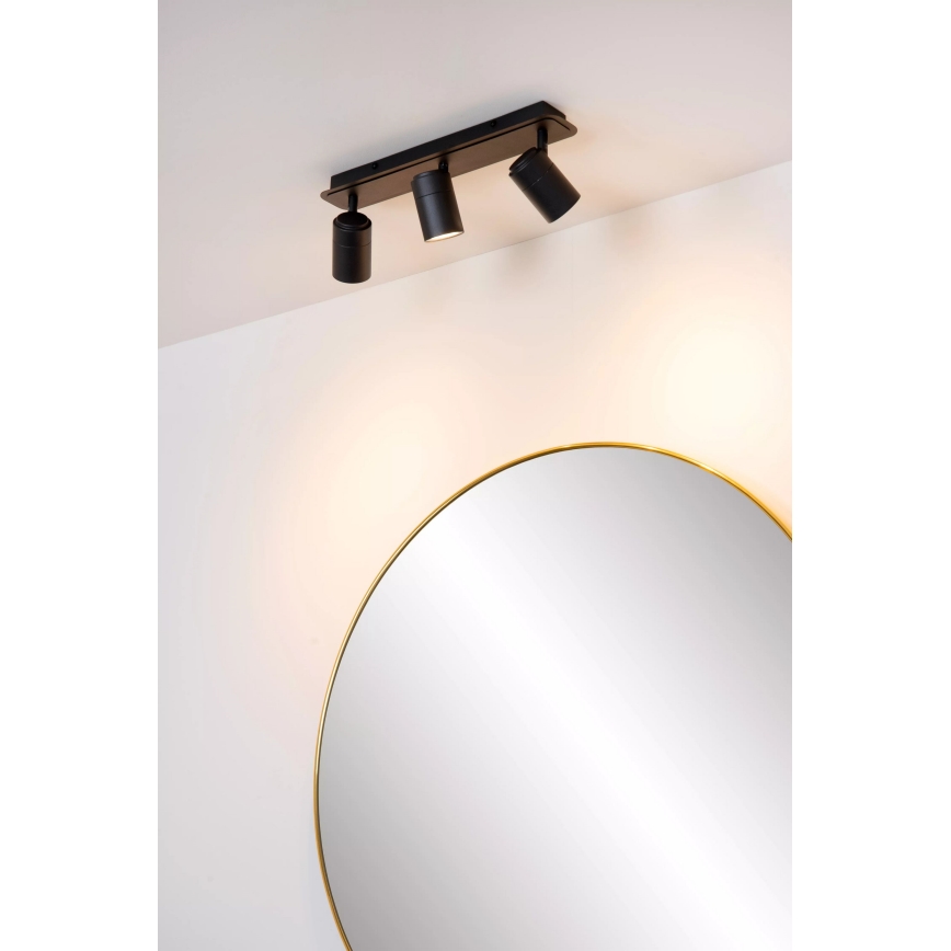 Lucide 26958/15/30 - LED Dimbaar badkamer Spot LENNERT 3xGU10/5W/230V IP44 zwart
