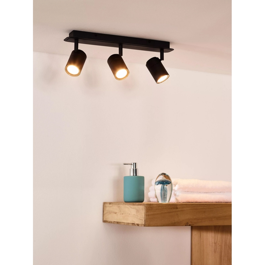 Lucide 26958/15/30 - LED Dimbaar badkamer Spot LENNERT 3xGU10/5W/230V IP44 zwart