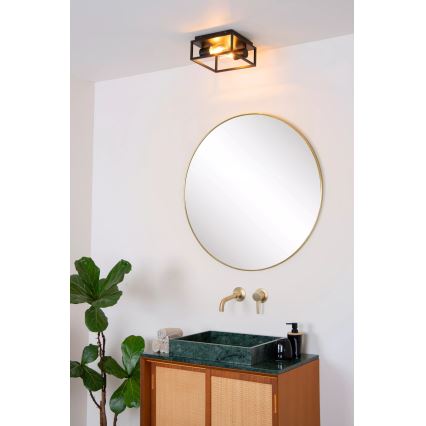 Lucide 27100/02/30 - Badkamer plafondlamp CARLYN 2xE14/6W/230V IP54 zwart