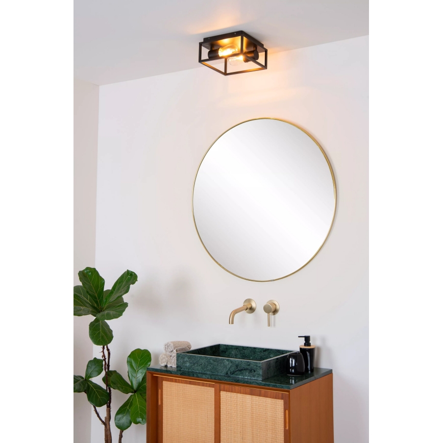 Lucide 27100/02/30 - Badkamer plafondlamp CARLYN 2xE14/6W/230V IP54 zwart