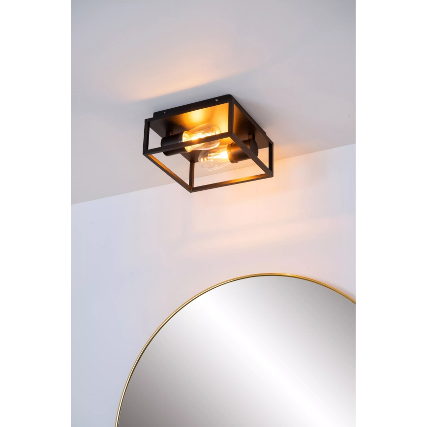 Lucide 27100/02/30 - Badkamer plafondlamp CARLYN 2xE14/6W/230V IP54 zwart