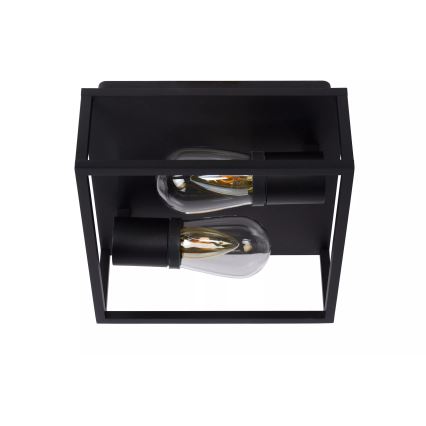 Lucide 27100/02/30 - Badkamer plafondlamp CARLYN 2xE14/6W/230V IP54 zwart