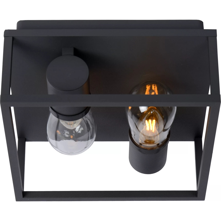 Lucide 27100/02/30 - Badkamer plafondlamp CARLYN 2xE14/6W/230V IP54 zwart