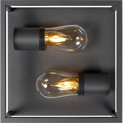 Lucide 27100/02/30 - Badkamer plafondlamp CARLYN 2xE14/6W/230V IP54 zwart