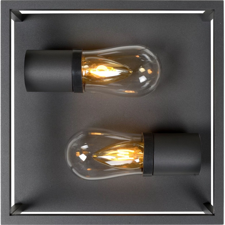 Lucide 27100/02/30 - Badkamer plafondlamp CARLYN 2xE14/6W/230V IP54 zwart