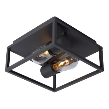 Lucide 27100/02/30 - Badkamer plafondlamp CARLYN 2xE14/6W/230V IP54 zwart