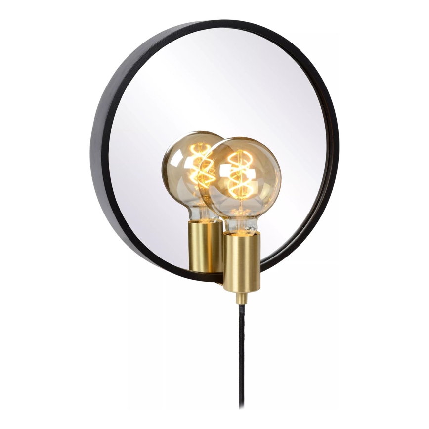 Lucide 36213/31/30 - Wandlamp met spiegel REFLEX 1xE27/25W/230V zwart