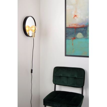 Lucide 36213/31/30 - Wandlamp met spiegel REFLEX 1xE27/25W/230V zwart
