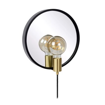 Lucide 36213/31/30 - Wandlamp met spiegel REFLEX 1xE27/25W/230V zwart