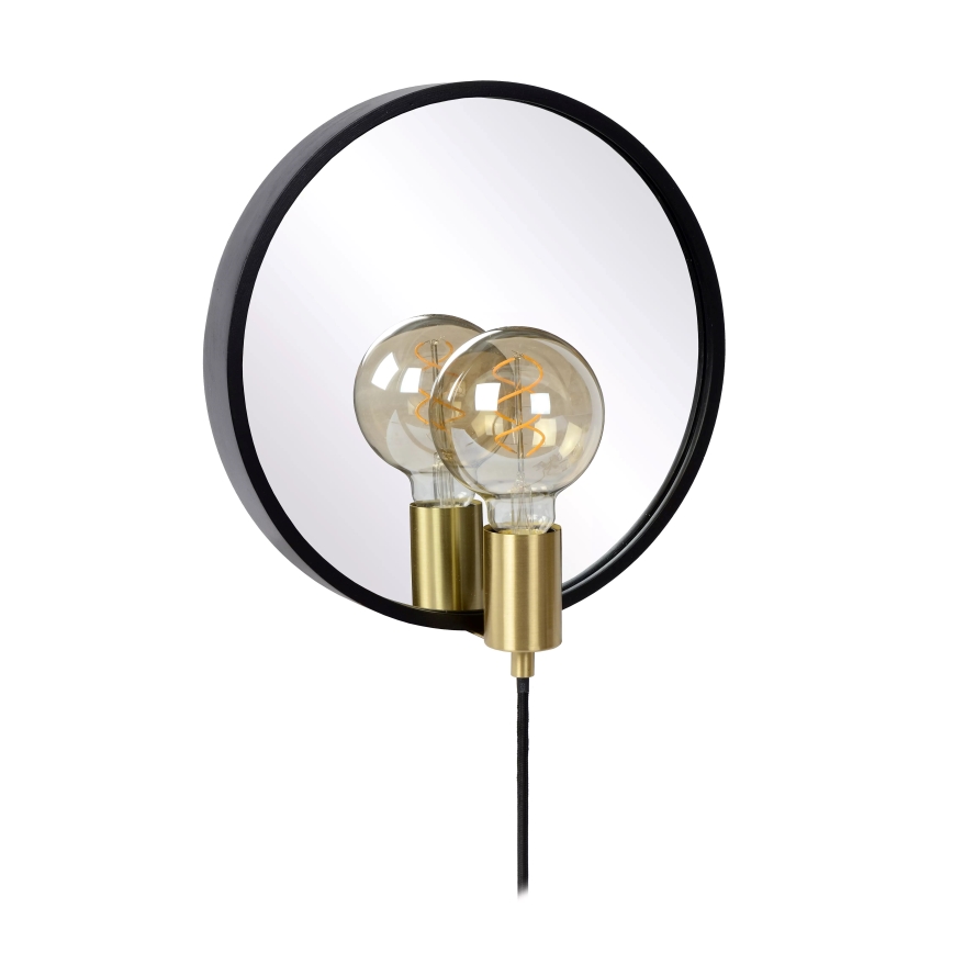 Lucide 36213/31/30 - Wandlamp met spiegel REFLEX 1xE27/25W/230V zwart