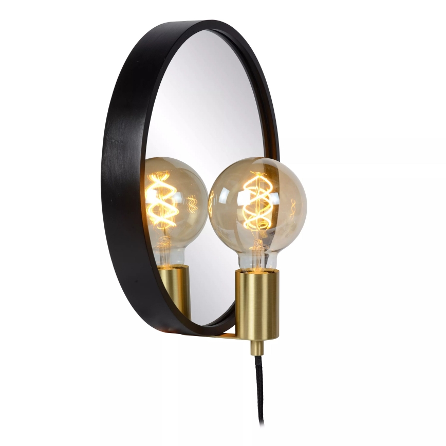 Lucide 36213/31/30 - Wandlamp met spiegel REFLEX 1xE27/25W/230V zwart