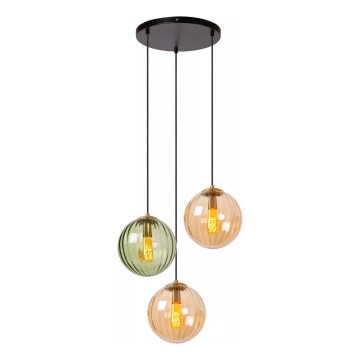 Lucide 45493/03/33 - Hanglamp aan een koord MONSARAZ 3xE27/40W/230V groen/beige