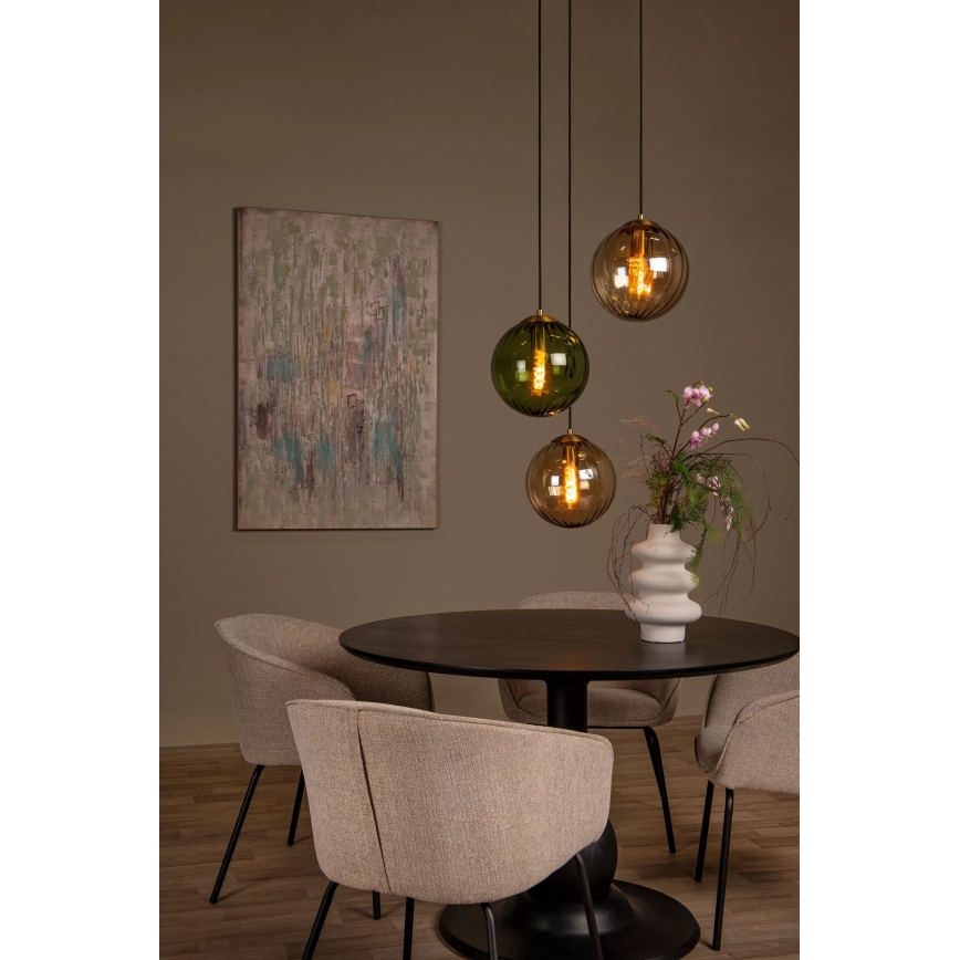 Lucide 45493/03/33 - Hanglamp aan een koord MONSARAZ 3xE27/40W/230V groen/beige