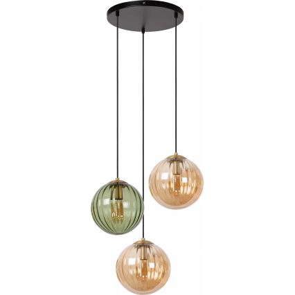 Lucide 45493/03/33 - Hanglamp aan een koord MONSARAZ 3xE27/40W/230V groen/beige
