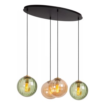 Lucide 45493/04/33 - Hanglamp aan een koord MONSARAZ 4xE27/40W/230V groen/beige