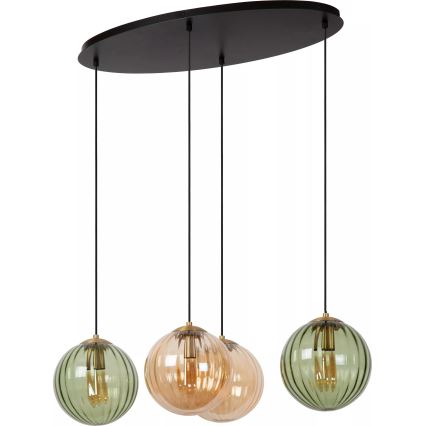 Lucide 45493/04/33 - Hanglamp aan een koord MONSARAZ 4xE27/40W/230V groen/beige