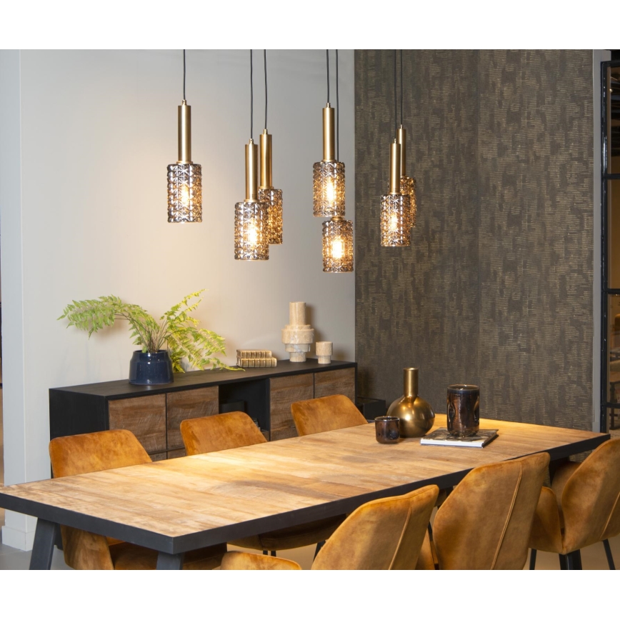 Lucide 45498/07/02 - Hanglamp aan een koord CORALIE 7xE27/40W/230V zwart/messing