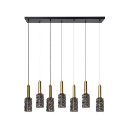 Lucide 45498/07/02 - Hanglamp aan een koord CORALIE 7xE27/40W/230V zwart/messing