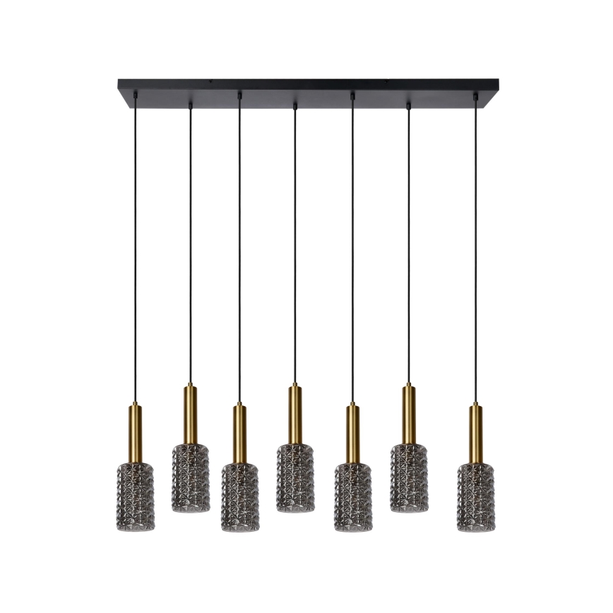 Lucide 45498/07/02 - Hanglamp aan een koord CORALIE 7xE27/40W/230V zwart/messing