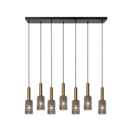 Lucide 45498/07/02 - Hanglamp aan een koord CORALIE 7xE27/40W/230V zwart/messing