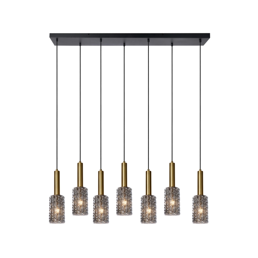 Lucide 45498/07/02 - Hanglamp aan een koord CORALIE 7xE27/40W/230V zwart/messing