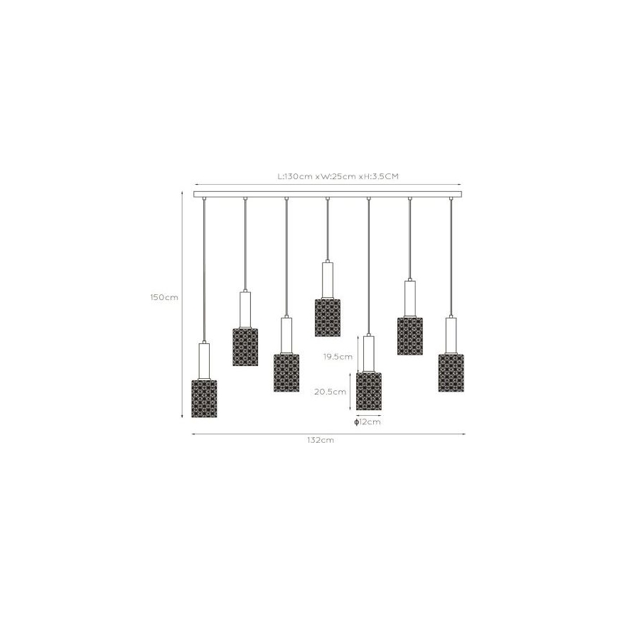 Lucide 45498/07/02 - Hanglamp aan een koord CORALIE 7xE27/40W/230V zwart/messing