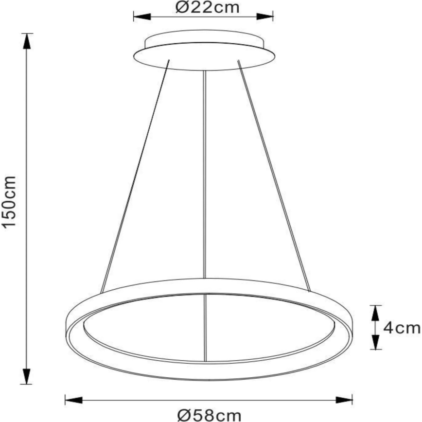 Lucide 46403/48/30 - Dimbare LED hanglamp aan een koord VIDAL LED/48W/230V diameter 58 cm zwart