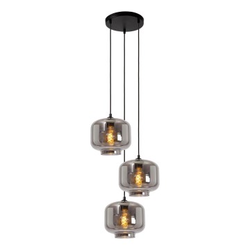 Lucide 46413/13/65 - Hanglamp aan een koord MEDINE 3xE27/40W/230V gerookt