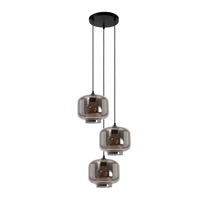 Lucide 46413/13/65 - Hanglamp aan een koord MEDINE 3xE27/40W/230V gerookt