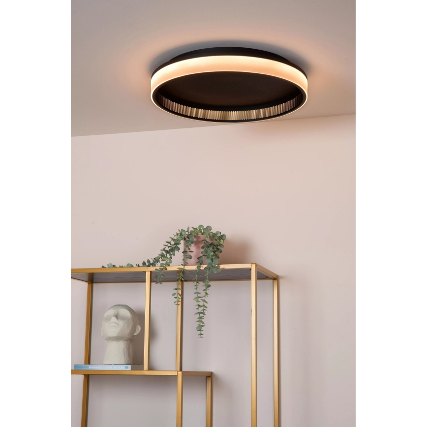 Lucide 71102/40/30 - Dimbare LED plafondlamp ESTREJA LED/40W/230V 2500-3000K diameter 40 cm zwart + afstandsbediening