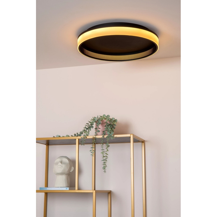 Lucide 71102/40/30 - Dimbare LED plafondlamp ESTREJA LED/40W/230V 2500-3000K diameter 40 cm zwart + afstandsbediening