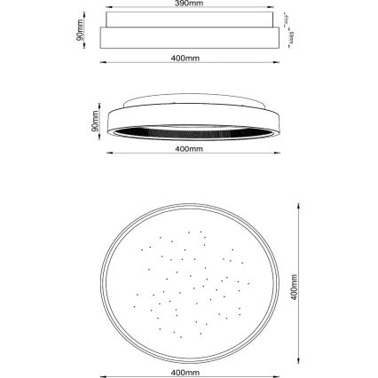 Lucide 71102/40/30 - Dimbare LED plafondlamp ESTREJA LED/40W/230V 2500-3000K diameter 40 cm zwart + afstandsbediening
