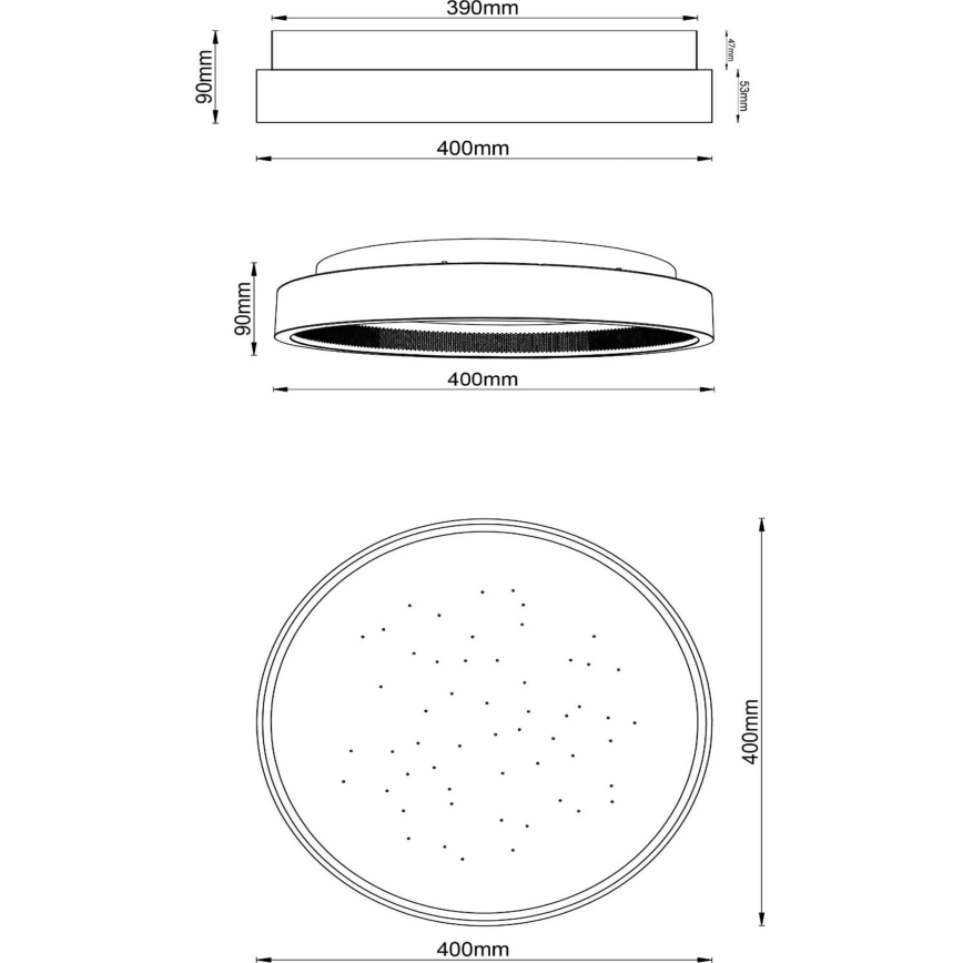 Lucide 71102/40/30 - Dimbare LED plafondlamp ESTREJA LED/40W/230V 2500-3000K diameter 40 cm zwart + afstandsbediening