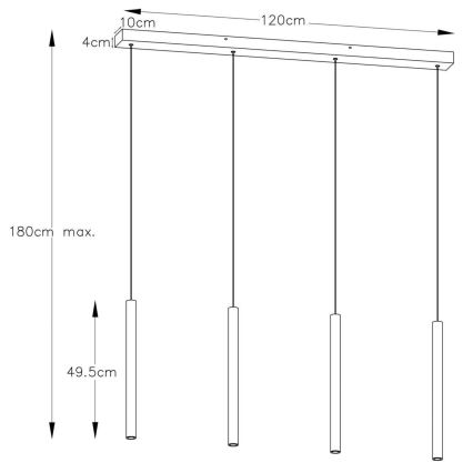 Lucide 74403/04/97 –Dimbare LED Hanglamp aan een koord LORENZ 4×LED/4W/230V Koper