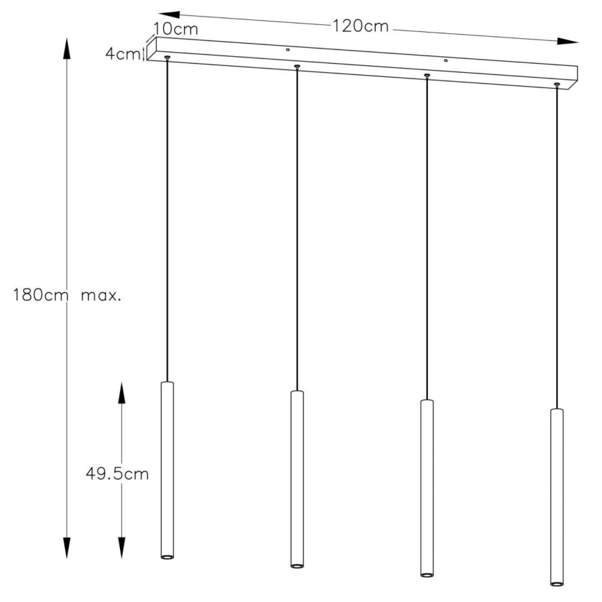 Lucide 74403/04/97 –Dimbare LED Hanglamp aan een koord LORENZ 4×LED/4W/230V Koper