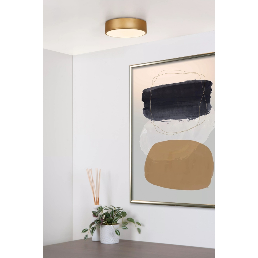 Lucide 79185/20/02 - Dimbare LED plafondlamp UNAR LED/12W/230V diameter 20 cm goud