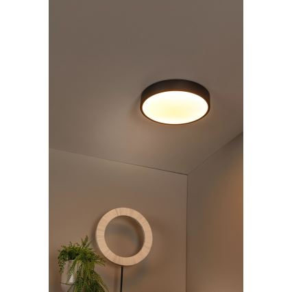 Lucide 79185/30/30 - Dimbare LED plafondlamp UNAR LED/18W/230V diameter 30 cm zwart