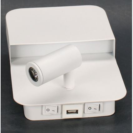 Lucide 79200/08/31 - LED wand verlichting BOXER LED/5W/230V + LED/5W USB wit