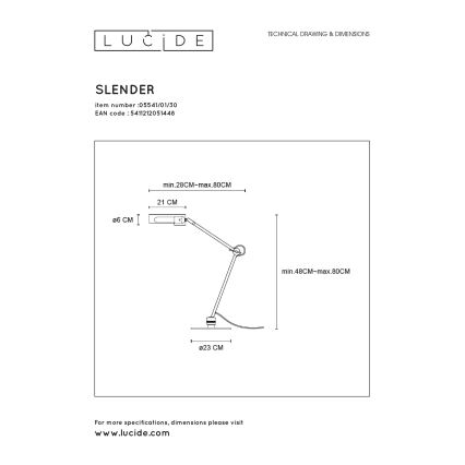 Lucide - Tafellamp SLENDER 1x E27 / 25W / 230V