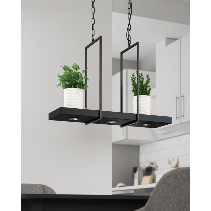 Markslöjd 105780 - LED dimbare kroonluchter aan een ketting TRAY 3xLED/3W/230V zwart