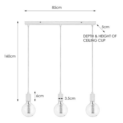 Markslöjd 106335 - Hanglamp aan koord SKY 3xE27/60W/230V