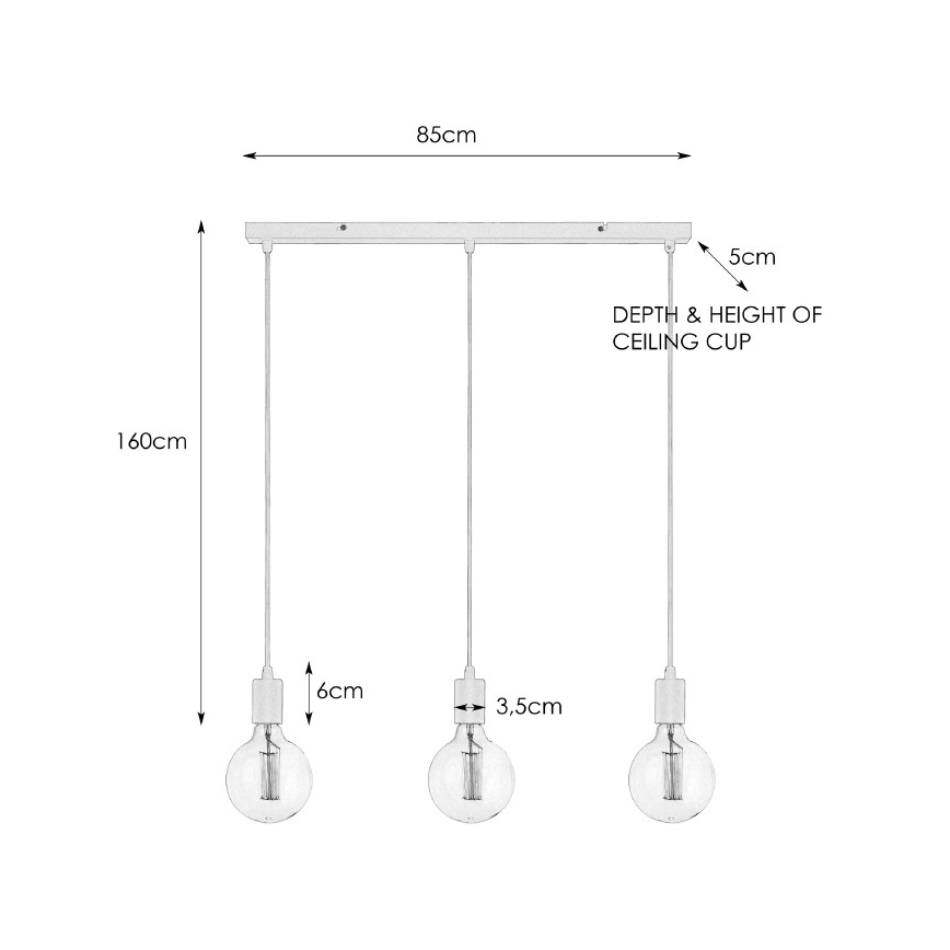 Markslöjd 106335 - Hanglamp aan koord SKY 3xE27/60W/230V