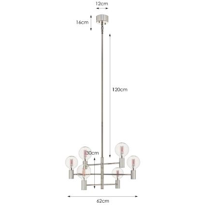 Markslöjd 106418 - Hanglamp met vaste pendel CAPITAL 6xE27/60W/230V koperen