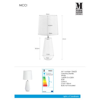 Markslöjd 106623 - Tafellamp NICCI 1xE14/40W/230V