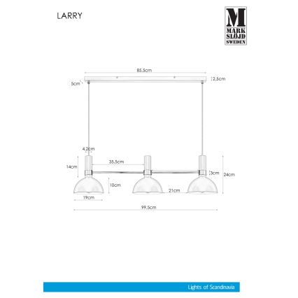 Markslöjd 106855 - Hanglamp aan koord LARRY 3xE27/60W/230V