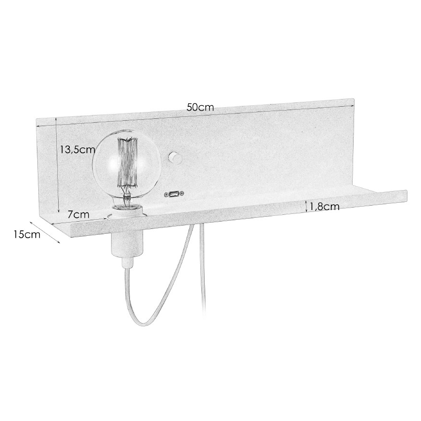 Markslöjd 106969 - Dimbare wandlamp met USB stekker MULTI 1xE27/60W/230V