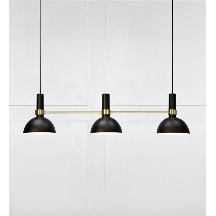 Markslöjd 106971 - Hanglamp aan koord LARRY 3xE27/60W/230V zwart/gouden