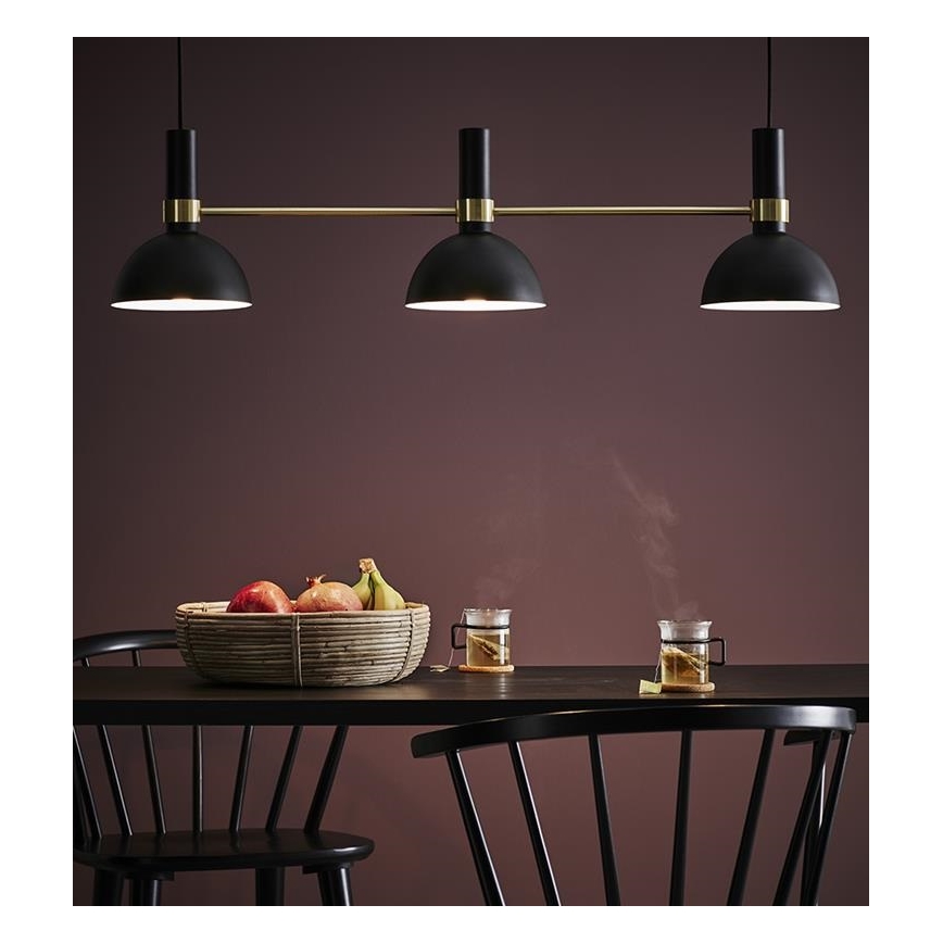 Markslöjd 106971 - Hanglamp aan koord LARRY 3xE27/60W/230V zwart/gouden