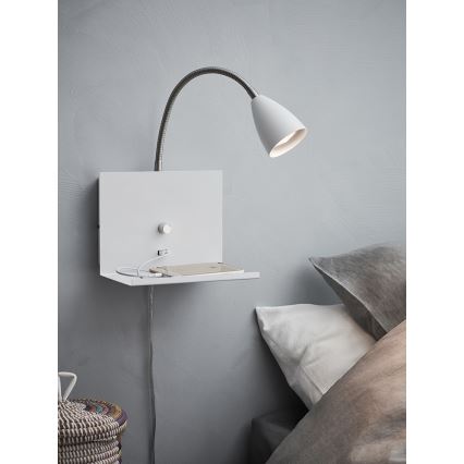 Markslöjd 107140 - Dimbare wandlamp met USB stekker LOGI 1xGU10/7W/230V