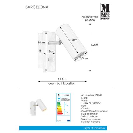Markslöjd 107346 - Dimbare wandspot BARCELONA 1xGU10/12W/230